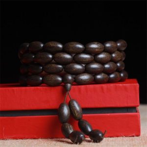 Natural Agarwood Barrel Bead Bracelet